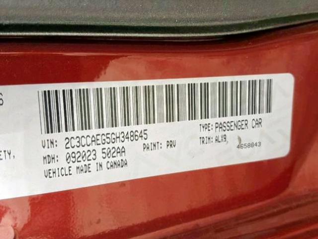 2C3CCAEG5GH348645 - 2016 CHRYSLER 300C RED photo 10