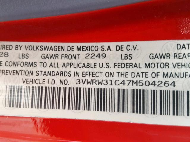 3VWRW31C47M504264 - 2007 VOLKSWAGEN NEW BEETLE Qırmızı foto 10