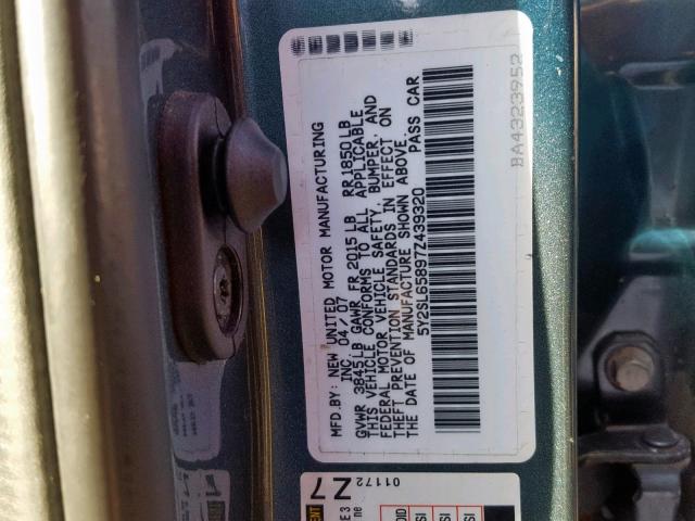 5Y2SL65897Z439320 - 2007 PONTIAC VIBE BLUE photo 10