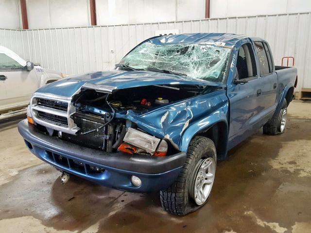 1D7HG38N04S719524 - 2004 DODGE DAKOTA QUA BLUE photo 2