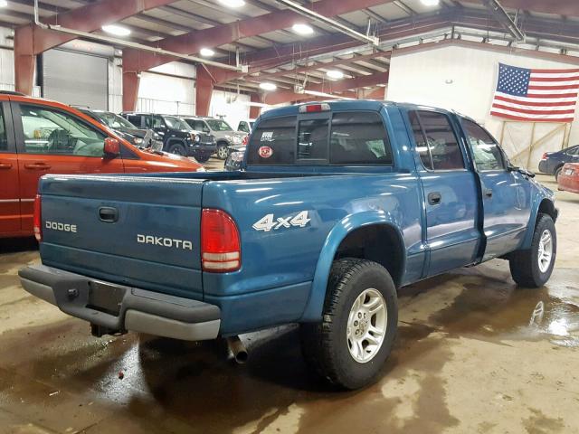 1D7HG38N04S719524 - 2004 DODGE DAKOTA QUA BLUE photo 4