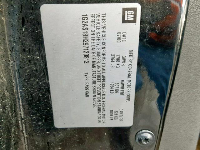 1G2AS18H297120812 - 2009 PONTIAC G5 BLACK photo 10