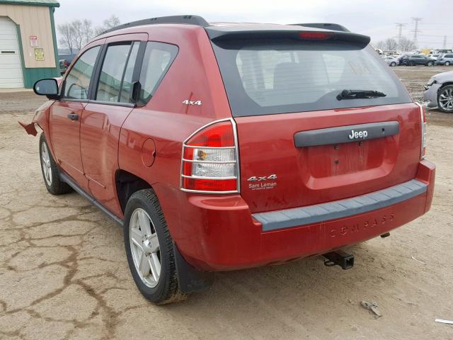 1J8FF47W18D723010 - 2008 JEEP COMPASS SP RED photo 3