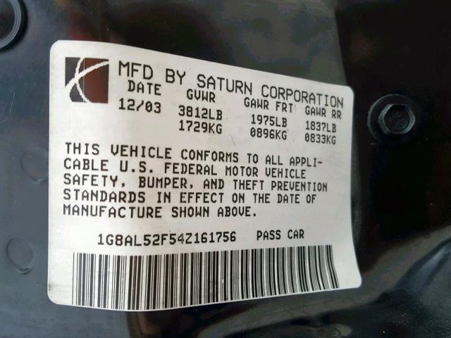 1G8AL52F54Z161756 - 2004 SATURN ION LEVEL BLUE photo 10