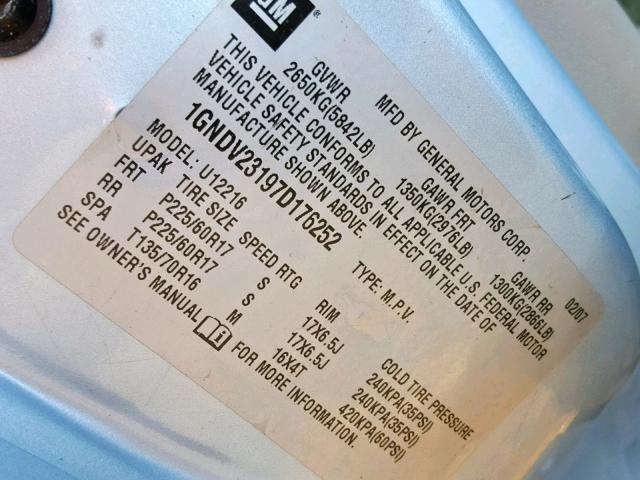 1GNDV23197D176252 - 2007 CHEVROLET UPLANDER L Qara foto 10