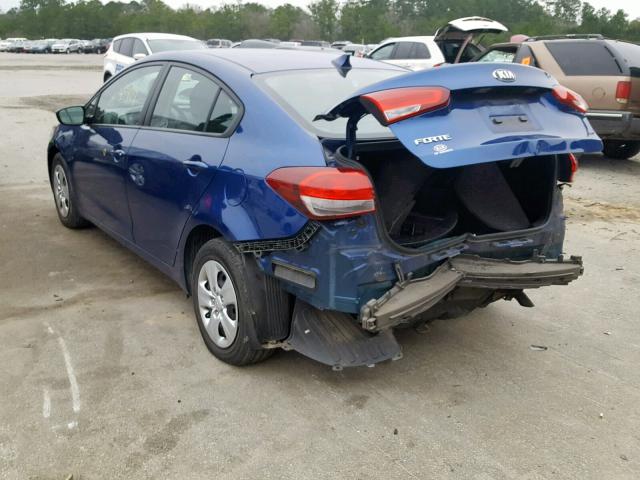 3KPFK4A73HE129862 - 2017 KIA FORTE LX BLUE photo 3