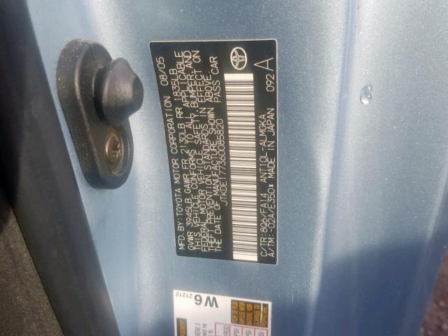 JTKDE177360085820 - 2006 TOYOTA SCION TC 蓝色 照片 10