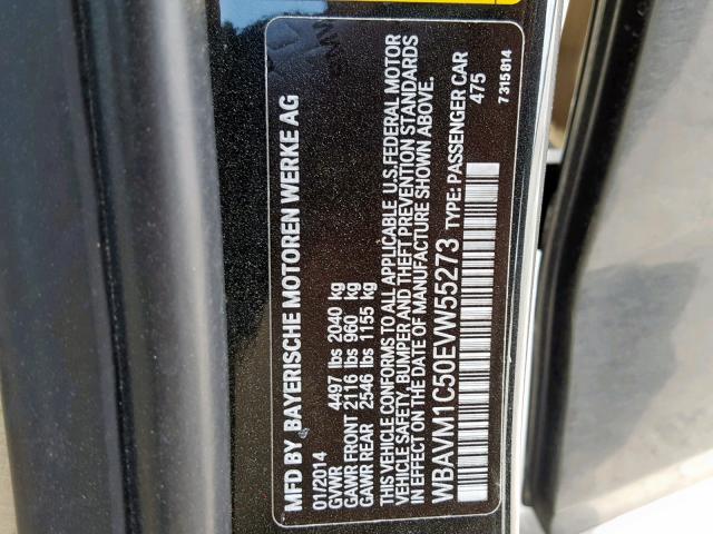 WBAVM1C50EVW55273 - 2014 BMW X1 SDRIVE2 BLACK photo 10