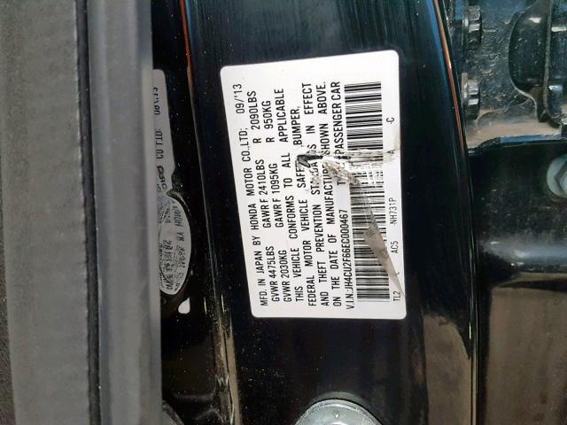 JH4CU2F66EC000467 - 2014 ACURA TSX TECH BLACK photo 10