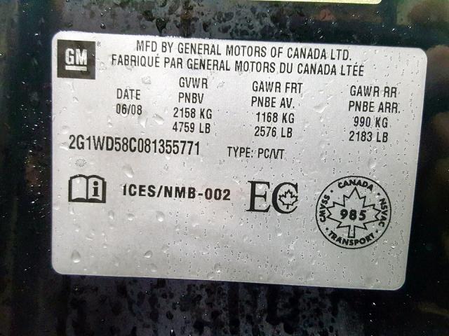 2G1WD58C081355771 - 2008 CHEVROLET IMPALA SUP 黑色 照片 10