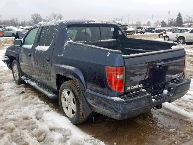 5FPYK1F57BB007674 - 2011 HONDA RIDGELINE BLUE photo 3