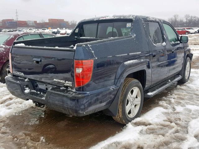 5FPYK1F57BB007674 - 2011 HONDA RIDGELINE BLUE photo 4