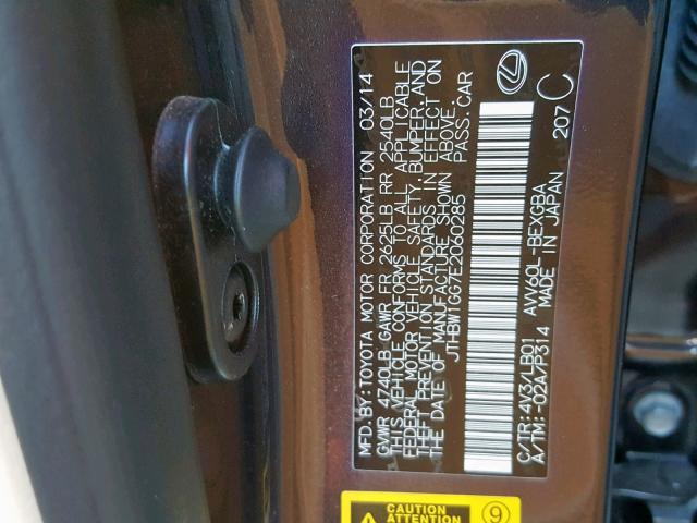 JTHBW1GG7E2060285 - 2014 LEXUS ES 300H BROWN photo 10