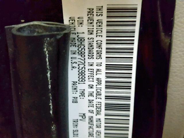 1J8HG58P77C598991 - 2007 JEEP COMMANDER BLACK photo 10