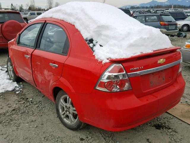 KL1TG56E19B342591 - 2009 CHEVROLET AVEO LT RED photo 3