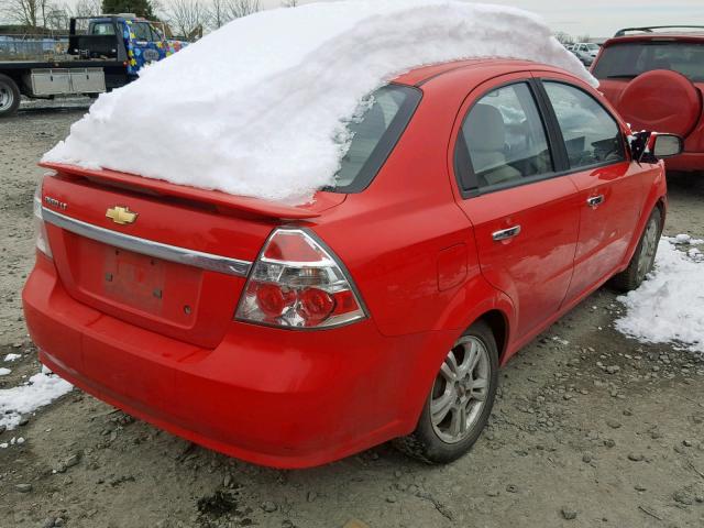 KL1TG56E19B342591 - 2009 CHEVROLET AVEO LT RED photo 4