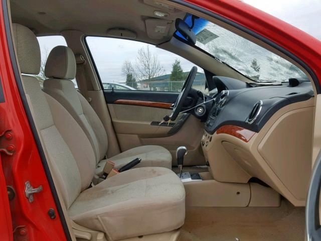 KL1TG56E19B342591 - 2009 CHEVROLET AVEO LT RED photo 5