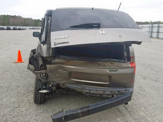 5J6YH18728L011735 - 2008 HONDA ELEMENT EX GRAY photo 9