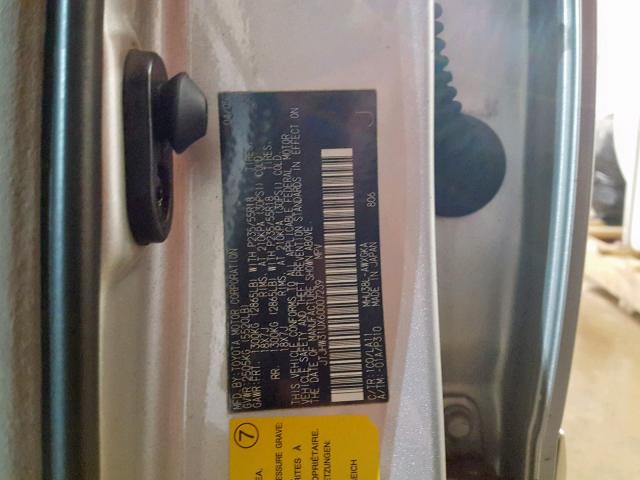 JTJHW31UX60007239 - 2006 LEXUS RX 400 SILVER photo 10