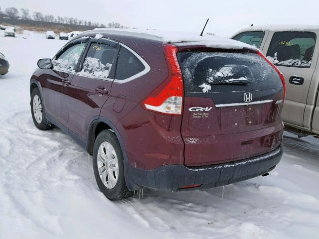 5J6RM4H74EL116905 - 2014 HONDA CR-V EXL BURGUNDY photo 3