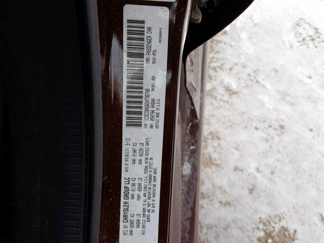 1C3CCBAG6DN736708 - 2013 CHRYSLER 200 LX BROWN photo 10