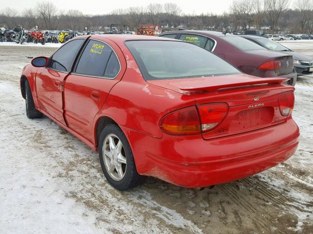 1G3NF52E2YC314883 - 2000 OLDSMOBILE ALERO GLS RED photo 3