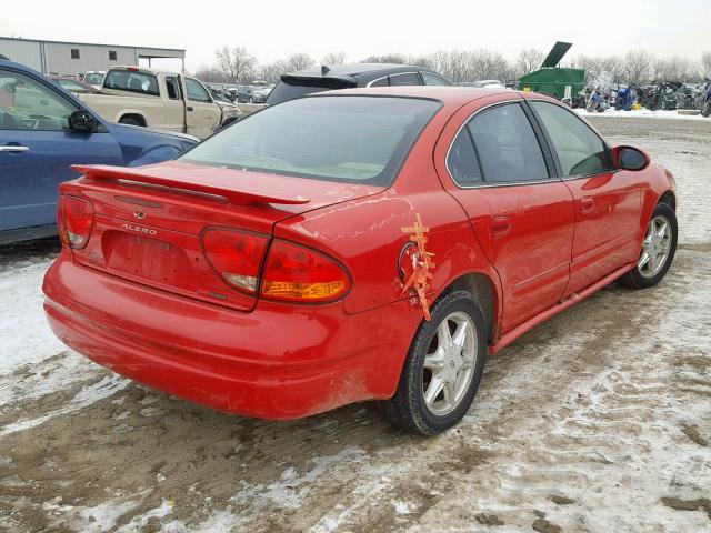 1G3NF52E2YC314883 - 2000 OLDSMOBILE ALERO GLS RED photo 4