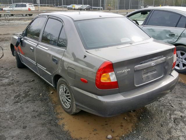 KMHCG45C71U161678 - 2001 HYUNDAI ACCENT GL TAN photo 3