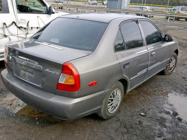 KMHCG45C71U161678 - 2001 HYUNDAI ACCENT GL TAN photo 4