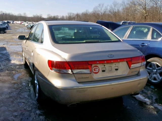 KMHFC46F36A039121 - 2006 HYUNDAI AZERA SE GOLD photo 3