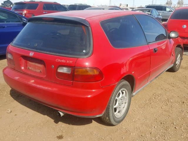 2HGEH2368NH522910 - 1992 HONDA CIVIC VX RED photo 4