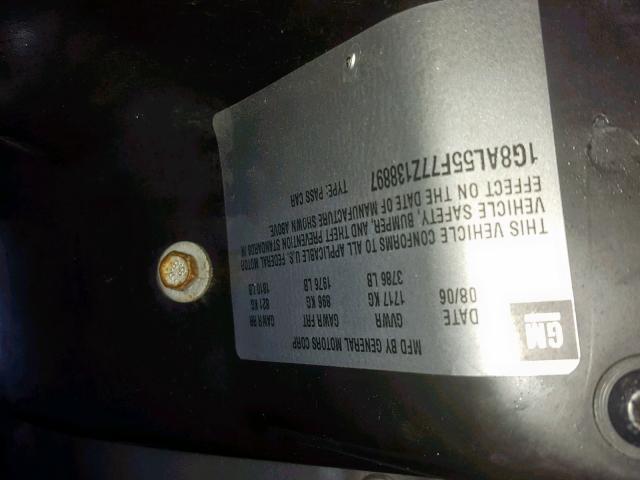 1G8AL55F77Z138897 - 2007 SATURN ION LEVEL SILVER photo 10