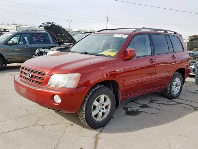 JTEHF21A220067475 - 2002 TOYOTA HIGHLANDER RED photo 2