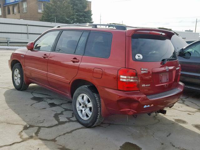 JTEHF21A220067475 - 2002 TOYOTA HIGHLANDER RED photo 3