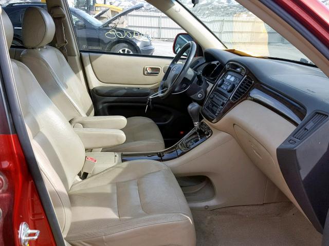 JTEHF21A220067475 - 2002 TOYOTA HIGHLANDER RED photo 5