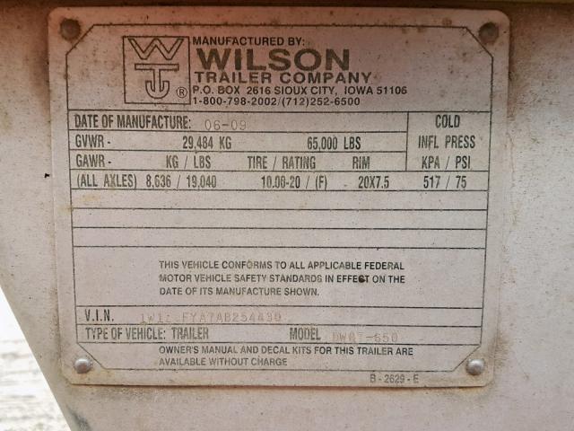 1W1ZCFYA7AB254430 - 2010 WILSON GRAIN TRLR WHITE photo 10