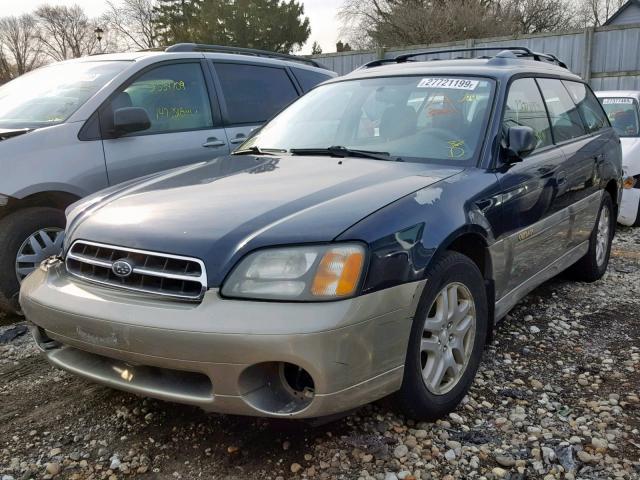 4S3BH675927615176 - 2002 SUBARU LEGACY OUT BLUE photo 2