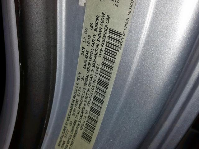 3VWPG31C27M511461 - 2007 VOLKSWAGEN NEW BEETLE Silber Foto 10