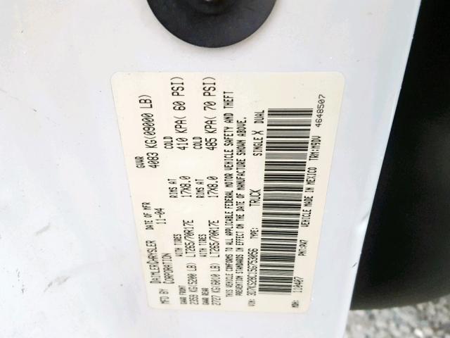 3D7KS28C15G753056 - 2005 DODGE RAM 2500 S თეთრი ფოტო 10