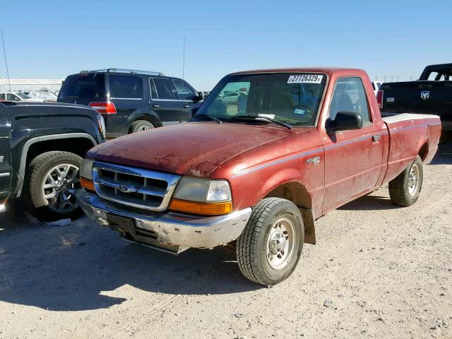 1FTYR10C0WUB03588 - 1998 FORD RANGER BURGUNDY photo 2