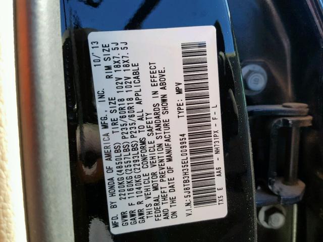 5J8TB3H35EL009954 - 2014 ACURA RDX BLACK photo 10