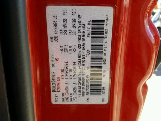 1B7KC23641J202024 - 2001 DODGE RAM 2500 RED photo 10