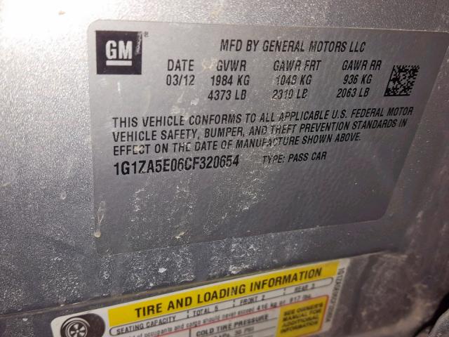 1G1ZA5E06CF320654 - 2012 CHEVROLET MALIBU LS SILVER photo 10
