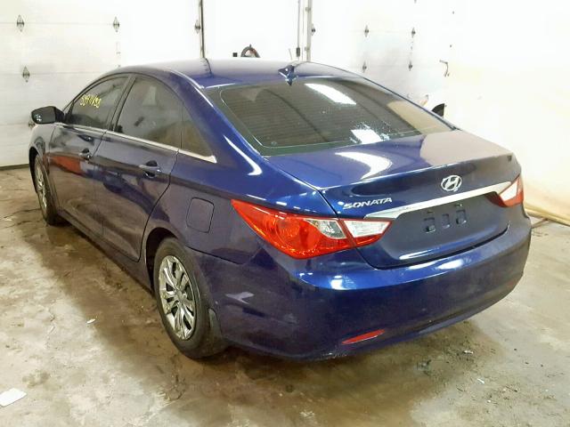 5NPEB4AC8CH349253 - 2012 HYUNDAI SONATA GLS BLUE photo 3