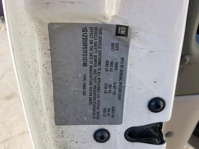 1G1ZS58F57F313746 - 2007 CHEVROLET MALIBU LS WHITE photo 10