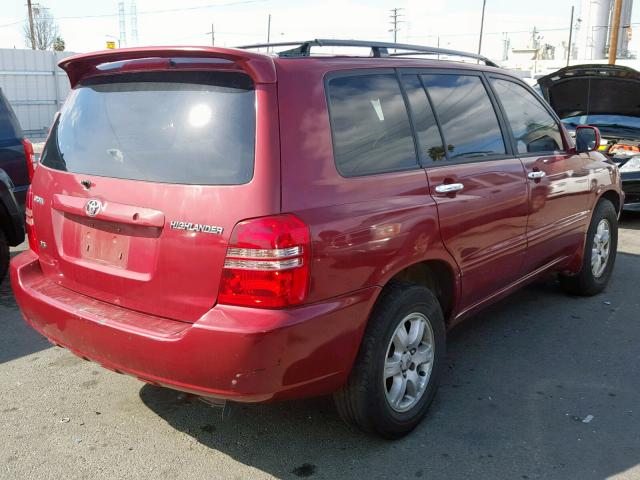 JTEGF21A010002537 - 2001 TOYOTA HIGHLANDER BURGUNDY photo 4