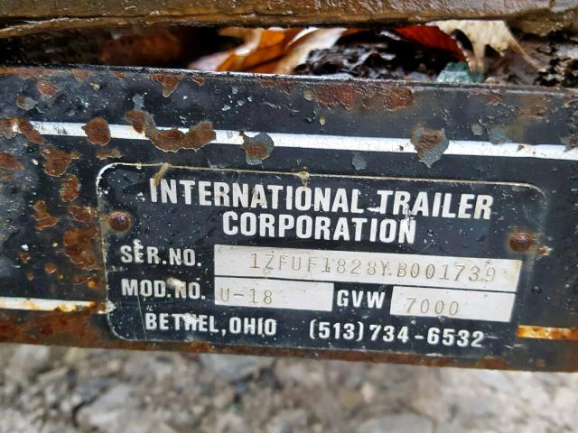 1ZFUF1828YB001739 - 2001 UTILITY TRAILER BLACK photo 10