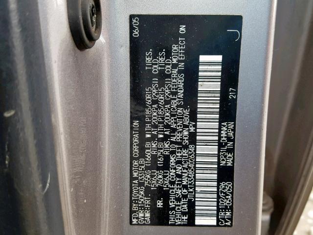 JTLKT334854026348 - 2005 TOYOTA SCION XB 灰色 照片 10