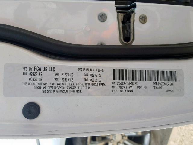 2C3CCAET5GH164223 - 2016 CHRYSLER 300C WHITE photo 10