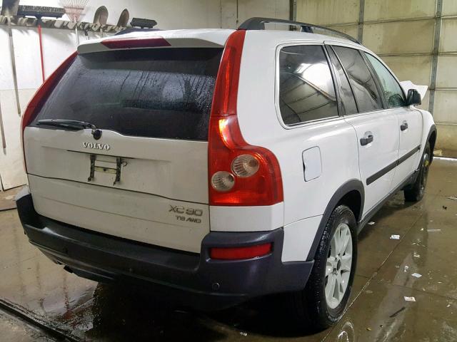 YV1CZ91H541100794 - 2004 VOLVO XC90 T6 WHITE photo 4